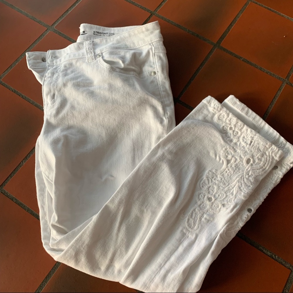 INC Straight Leg Crop White Jean